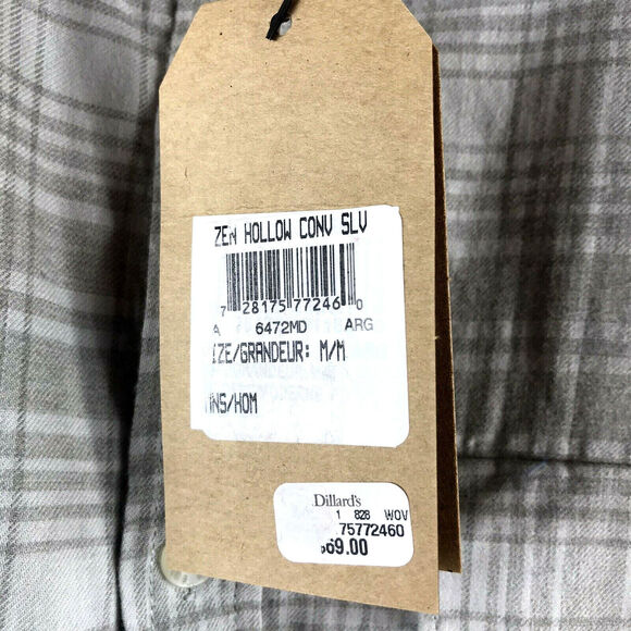 WOOLRICH Mens Medium Zen Hollow Convertible Sleeve Modern Fit Shirt Gray Beige - Picture 4 of 5